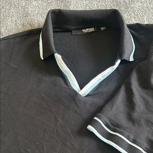 Murano Black Polo with Light Blue Trim